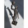 SCULTURA BRONZO ATTR. Van der Nahmer  FIGURA Flaneur UOMO CAPPELLO BASTONE 27cm