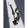 SCULTURA BRONZO ATTR. Van der Nahmer  FIGURA Flaneur UOMO CAPPELLO BASTONE 27cm