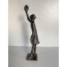 SCULTURA BRONZO ATTR. Van der Nahmer  FIGURA Flaneur UOMO CAPPELLO BASTONE 27cm