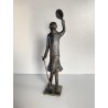 SCULTURA BRONZO ATTR. Van der Nahmer  FIGURA Flaneur UOMO CAPPELLO BASTONE 27cm