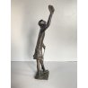SCULTURA BRONZO ATTR. Van der Nahmer  FIGURA Flaneur UOMO CAPPELLO BASTONE 27cm