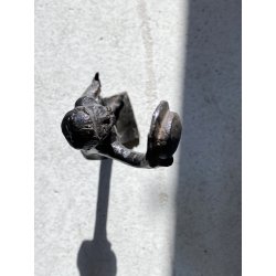SCULTURA BRONZO ATTR. Van der Nahmer  FIGURA Flaneur UOMO CAPPELLO BASTONE 27cm