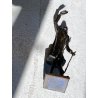 SCULTURA BRONZO ATTR. Van der Nahmer  FIGURA Flaneur UOMO CAPPELLO BASTONE 27cm