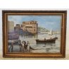 GRANDE ANTICO QUADRO DIPINTO olio tela XIX sec GOLFO NAPOLI Mich. Colio MARINA