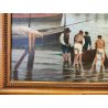 GRANDE ANTICO QUADRO DIPINTO olio tela XIX sec GOLFO NAPOLI Mich. Colio MARINA