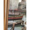 GRANDE ANTICO QUADRO DIPINTO olio tela XIX sec GOLFO NAPOLI Mich. Colio MARINA