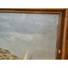 GRANDE ANTICO QUADRO DIPINTO olio tela XIX sec GOLFO NAPOLI Mich. Colio MARINA