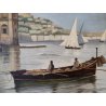 GRANDE ANTICO QUADRO DIPINTO olio tela XIX sec GOLFO NAPOLI Mich. Colio MARINA