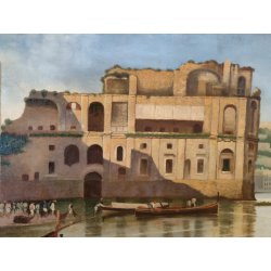 GRANDE ANTICO QUADRO DIPINTO olio tela XIX sec GOLFO NAPOLI Mich. Colio MARINA