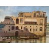 GRANDE ANTICO QUADRO DIPINTO olio tela XIX sec GOLFO NAPOLI Mich. Colio MARINA