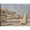 GRANDE ANTICO QUADRO DIPINTO olio tela XIX sec GOLFO NAPOLI Mich. Colio MARINA