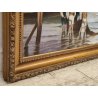 GRANDE ANTICO QUADRO DIPINTO olio tela XIX sec GOLFO NAPOLI Mich. Colio MARINA