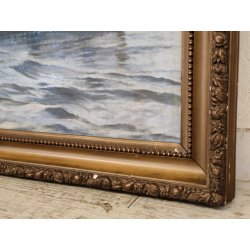 GRANDE ANTICO QUADRO DIPINTO olio tela XIX sec GOLFO NAPOLI Mich. Colio MARINA