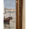 GRANDE ANTICO QUADRO DIPINTO olio tela XIX sec GOLFO NAPOLI Mich. Colio MARINA
