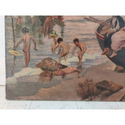 ANTICO QUADRO DIPINTO olio tela XIX sec GOLFO NAPOLI Mich. Colio POSILLIPO MARE