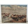ANTICO QUADRO DIPINTO olio tela XIX sec GOLFO NAPOLI Mich. Colio MARINA BARCHE