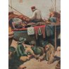 ANTICO QUADRO DIPINTO olio tela XIX sec GOLFO NAPOLI Mich. Colio MARINA BARCHE