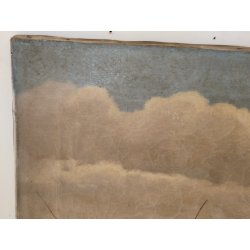 ANTICO QUADRO DIPINTO olio tela XIX sec GOLFO NAPOLI Mich. Colio MARINA BARCHE