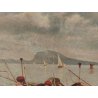 ANTICO QUADRO DIPINTO olio tela XIX sec GOLFO NAPOLI Mich. Colio MARINA BARCHE
