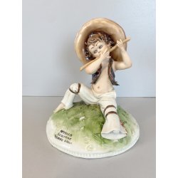 STATUINA PORCELLANA CAPODIMONTE T. Galli MESSICO BAMBINO SEDUTO con FLAUTO DANNI