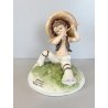 STATUINA PORCELLANA CAPODIMONTE T. Galli MESSICO BAMBINO SEDUTO con FLAUTO DANNI