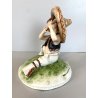 STATUINA PORCELLANA CAPODIMONTE T. Galli MESSICO BAMBINO SEDUTO con FLAUTO DANNI