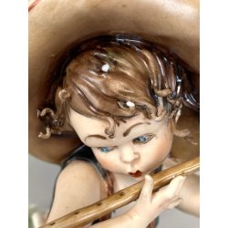 STATUINA PORCELLANA CAPODIMONTE T. Galli MESSICO BAMBINO SEDUTO con FLAUTO DANNI