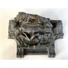 CALAMAIO BRONZO SCULTURA FIGURA ALLEGORICA FEMMINILE LEONE INIZIO XX sec 31cm/L