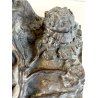 CALAMAIO BRONZO SCULTURA FIGURA ALLEGORICA FEMMINILE LEONE INIZIO XX sec 31cm/L