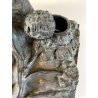 CALAMAIO BRONZO SCULTURA FIGURA ALLEGORICA FEMMINILE LEONE INIZIO XX sec 31cm/L