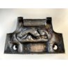 CALAMAIO BRONZO SCULTURA FIGURA ALLEGORICA FEMMINILE LEONE INIZIO XX sec 31cm/L