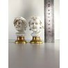 COPPIA BUSTO FANCIULLI SCULTURA CERAMICA BISCUIT Triade PBB Benacchio 7,2 cm/h