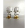 COPPIA BUSTO FANCIULLI SCULTURA CERAMICA BISCUIT Triade PBB Benacchio 7,2 cm/h