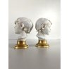 COPPIA BUSTO FANCIULLI SCULTURA CERAMICA BISCUIT Triade PBB Benacchio 7,2 cm/h