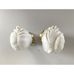 COPPIA BUSTO FANCIULLI SCULTURA CERAMICA BISCUIT Triade PBB Benacchio 7,2 cm/h