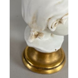 COPPIA BUSTO FANCIULLI SCULTURA CERAMICA BISCUIT Triade PBB Benacchio 7,2 cm/h