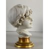 COPPIA BUSTO FANCIULLI SCULTURA CERAMICA BISCUIT Triade PBB Benacchio 7,2 cm/h