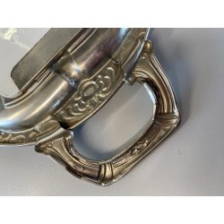 VASSOIO PORTATA OVALE METALLO DECORO SBALZO CERAMICA ART DECò PRIMO XX sec.
