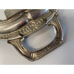VASSOIO PORTATA OVALE METALLO DECORO SBALZO CERAMICA ART DECò PRIMO XX sec.