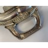 VASSOIO PORTATA OVALE METALLO DECORO SBALZO CERAMICA ART DECò PRIMO XX sec.
