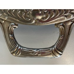 VASSOIO PORTATA OVALE METALLO DECORO SBALZO CERAMICA ART DECò PRIMO XX sec.