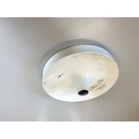 LAMPADA PARETE SOFFITTO a DISCO MODERNISTA METALLO LACCATO BIANCO ANNI '70 ø35cm