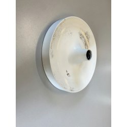 LAMPADA PARETE SOFFITTO a DISCO MODERNISTA METALLO LACCATO BIANCO ANNI '70 ø35cm