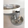 LAMPADA PARETE SOFFITTO a DISCO MODERNISTA METALLO LACCATO BIANCO ANNI '70 ø35cm
