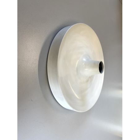 LAMPADA PARETE SOFFITTO a DISCO ROTONDA METALLO LACCATO BIANCO ø 35 cm ANNI '70