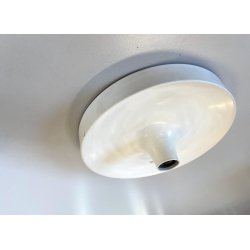 LAMPADA PARETE SOFFITTO a DISCO ROTONDA METALLO LACCATO BIANCO ø 35 cm ANNI '70