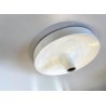 LAMPADA PARETE SOFFITTO a DISCO ROTONDA METALLO LACCATO BIANCO ø 35 cm ANNI '70