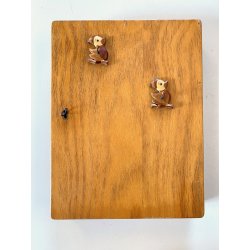 ARMADIETTO PORTACHIAVI PARETE VINTAGE SCATOLA LEGNO CHIARO 20 GANCI SERRATURA