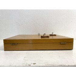 ARMADIETTO PORTACHIAVI PARETE VINTAGE SCATOLA LEGNO CHIARO 20 GANCI SERRATURA