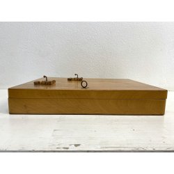 ARMADIETTO PORTACHIAVI PARETE VINTAGE SCATOLA LEGNO CHIARO 20 GANCI SERRATURA